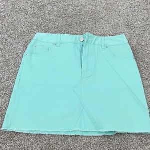 Mint green jean skirt